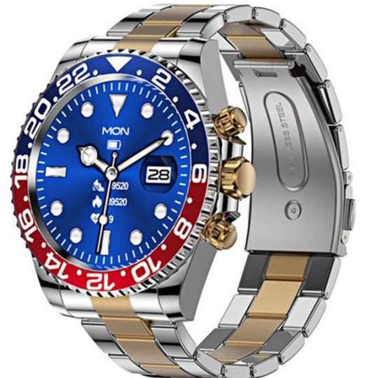 Stainless Steel Smartwatch with Green Water Ghost Dial