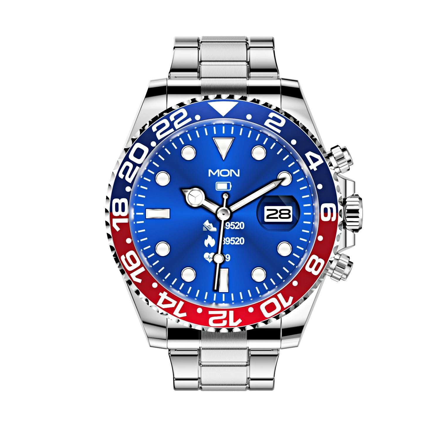 Stainless Steel Smartwatch with Green Water Ghost Dial